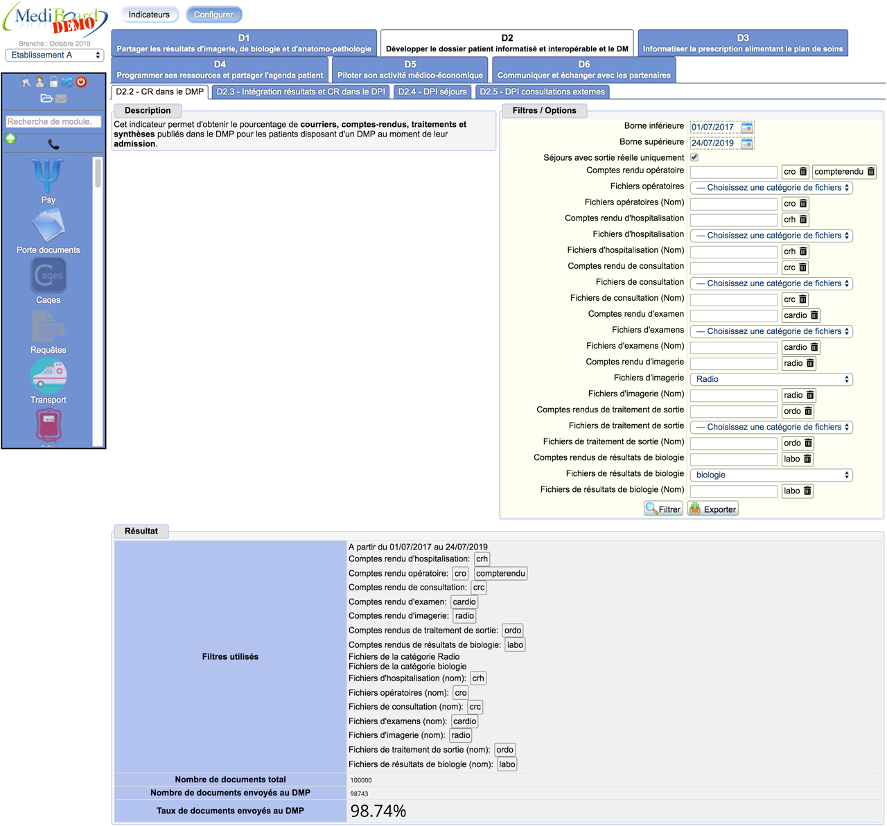 Interface du module OX HOPEN