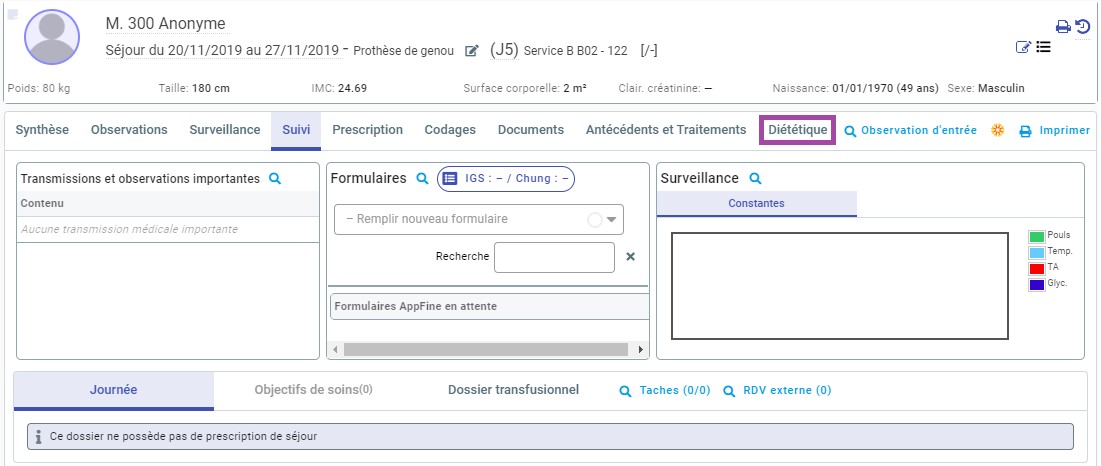 Volet diététique Mediboard