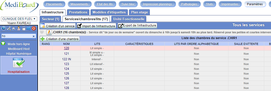 Création d'un service et vue des services déjà créés